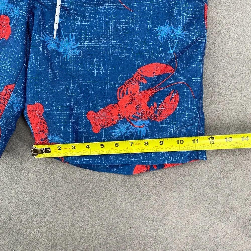 St. John's Bay Trunks Shorts Mens L Blue Red Lobster Print Mesh Lined High Rise
